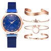 1 Luxury Magnet Buckle Flower  Ladies Quartz Wrist Watch &  Bracelet Set