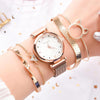 1 Luxury Magnet Buckle Flower  Ladies Quartz Wrist Watch &  Bracelet Set